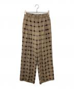TODAYFULトゥデイフル）の古着「Checkjacquard Tuck Trousers」｜ブラウン