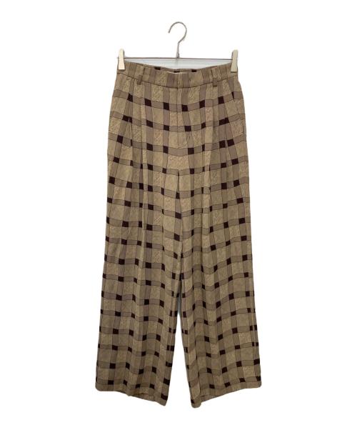 TODAYFUL（トゥデイフル）TODAYFUL (トゥデイフル) Checkjacquard Tuck Trousers ブラウン サイズ:38の古着・服飾アイテム