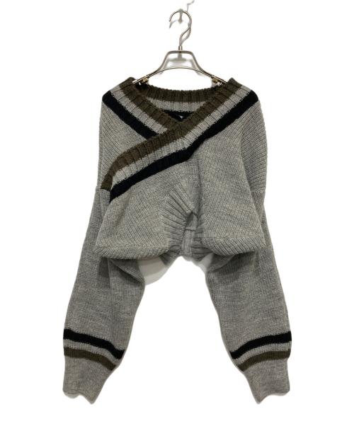 soduk（スドーク）soduk (スドーク) up side down knit top グレー サイズ:不明の古着・服飾アイテム