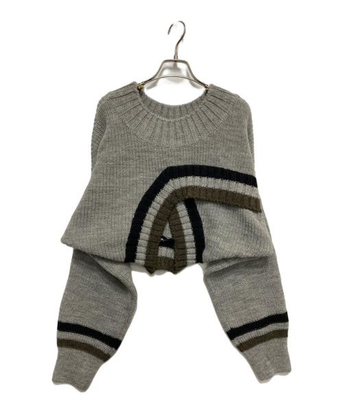 soduk（スドーク）soduk (スドーク) up side down knit top グレー サイズ:不明の古着・服飾アイテム