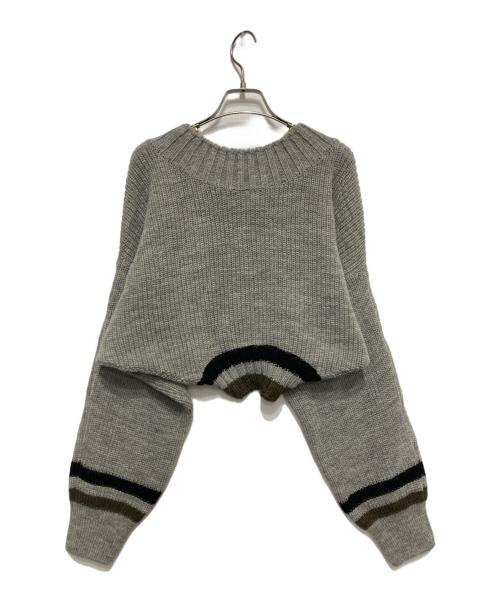 soduk（スドーク）soduk (スドーク) up side down knit top グレー サイズ:不明の古着・服飾アイテム