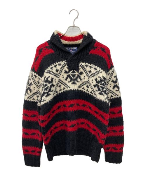 POLO SPORT（ポロスポーツ）POLO SPORT (ポロスポーツ) ノルディック柄カウチンハンドニット ブラック サイズ:Lの古着・服飾アイテム
