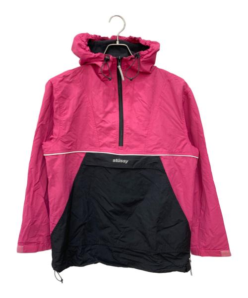 stussy（ステューシー）stussy (ステューシー) アノラックパーカー ブラック×ピンク サイズ:Sの古着・服飾アイテム
