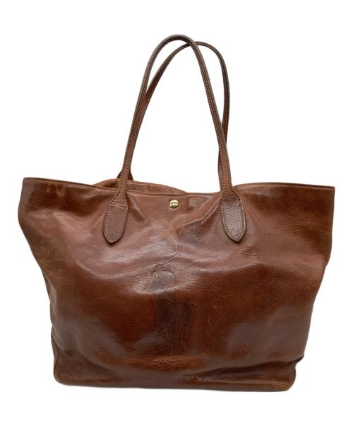 RALPH LAUREN（ラルフローレン）RALPH LAUREN (ラルフローレン) レザートートバッグ ブラウンの古着・服飾アイテム