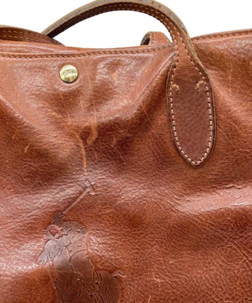 RALPH LAUREN（ラルフローレン）RALPH LAUREN (ラルフローレン) レザートートバッグ ブラウンの古着・服飾アイテム