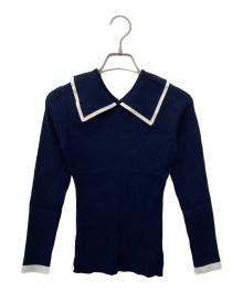 JENNE（ジェンヌ）の古着「襟付きバイカラー配色リブニット」｜ネイビー