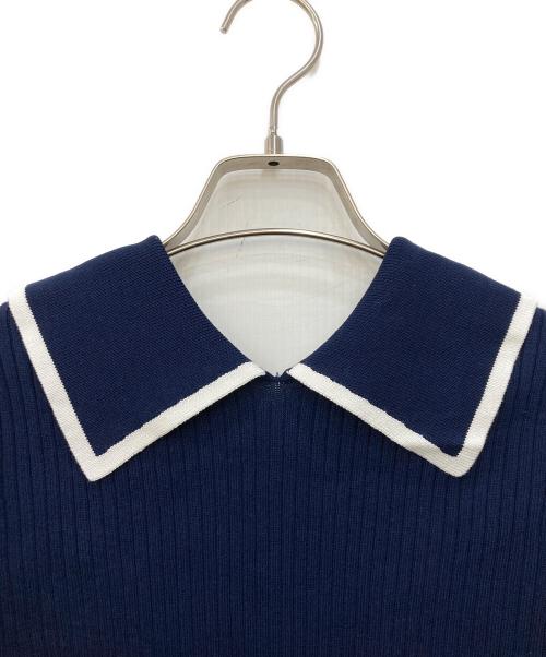 JENNE（ジェンヌ）JENNE (ジェンヌ) 襟付きバイカラー配色リブニット ネイビー サイズ:Ｓの古着・服飾アイテム