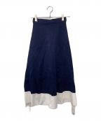 JENNEジェンヌ）の古着「French配色フレアニットスカート」｜ネイビー