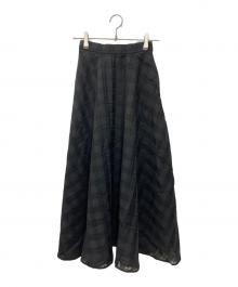 JENNE（ジェンヌ）の古着「刺繍チェックスカート」｜ブラック