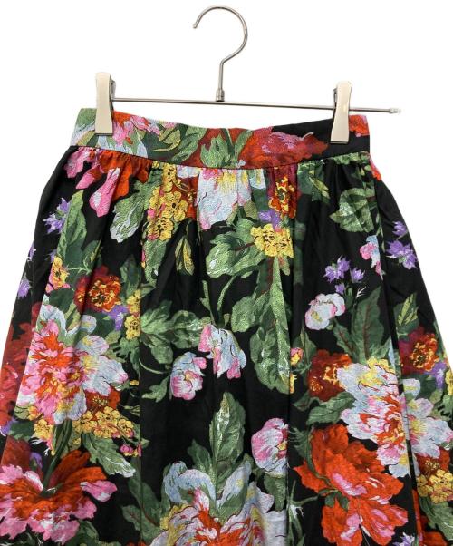 JENNE（ジェンヌ）JENNE (ジェンヌ) ヴィンテージ風フラワーフレアスカート ブラック サイズ:Sの古着・服飾アイテム