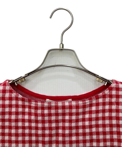 JENNE（ジェンヌ）JENNE (ジェンヌ) シルク混ボートネックチェックニット レッド サイズ:S 未使用品の古着・服飾アイテム