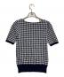 JENNE (ジェンヌ) シルク混ボートネックチェックニット ネイビー サイズ:S 未使用品：4000円