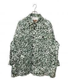 ROTOL（ロトル）の古着「BIG COVERALL SHIRT」｜ホワイト×グリーン