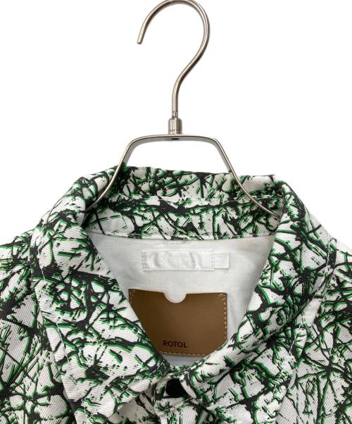 ROTOL（ロトル）ROTOL (ロトル) BIG COVERALL SHIRT ホワイト×グリーン サイズ:2の古着・服飾アイテム