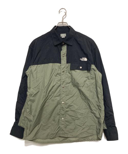 THE NORTH FACE（ザ ノース フェイス）THE NORTH FACE (ザ ノース フェイス) L/S NUPTSE SHIRT ブラック×グリーン サイズ:Lの古着・服飾アイテム