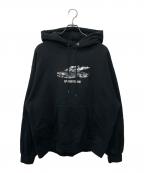 BUDS POOLバッズプール）の古着「SMOKE CAR HOODED SWEAT SHIRT」｜ブラック