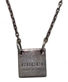 GUCCI（グッチ）の古着「スクエアプレートネックレス」｜シルバー