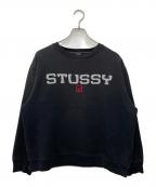 stussyステューシー）の古着「ロゴ刺繍スウェット」｜ブラック