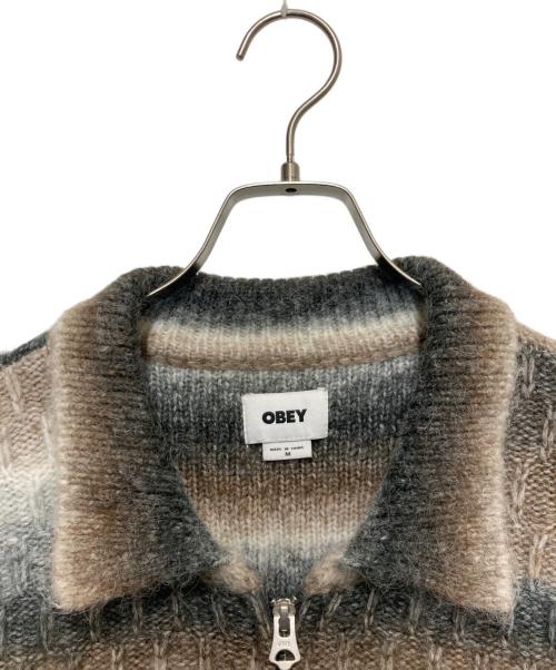 OBEY（オベイ）OBEY (オベイ) REGGIE ZIP UP CARDIGAN ベージュ サイズ:Ⅿの古着・服飾アイテム