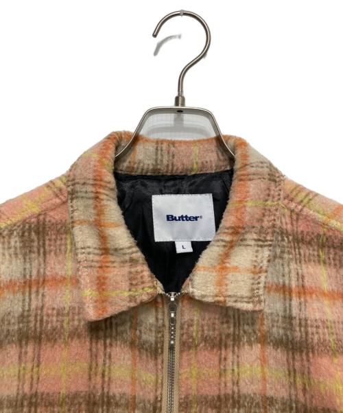butter（バター）Butter (バター) PLAID FLANNEL ZIP THROUGH SHIRT オレンジ サイズ:Lの古着・服飾アイテム