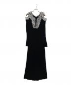 LILLIAN CARATリリアンカラット）の古着「バイカラーフリルニットワンピース」｜ブラック