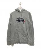 stussyステューシー）の古着「ロゴ刺繍プルオーバーパーカー」｜グレー