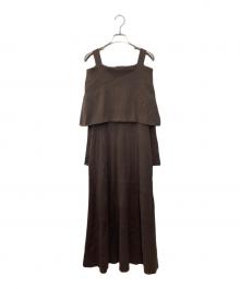 Mystrada（マイストラーダ）の古着「オフショルリブニットワンピース」｜ブラウン