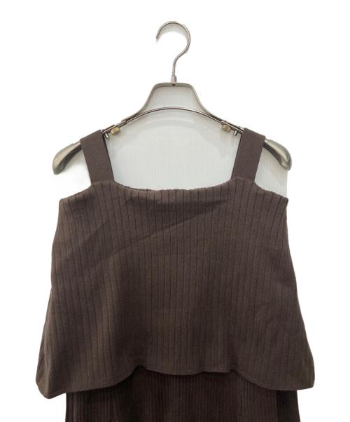 Mystrada（マイストラーダ）Mystrada (マイストラーダ) オフショルリブニットワンピース ブラウン サイズ:38の古着・服飾アイテム