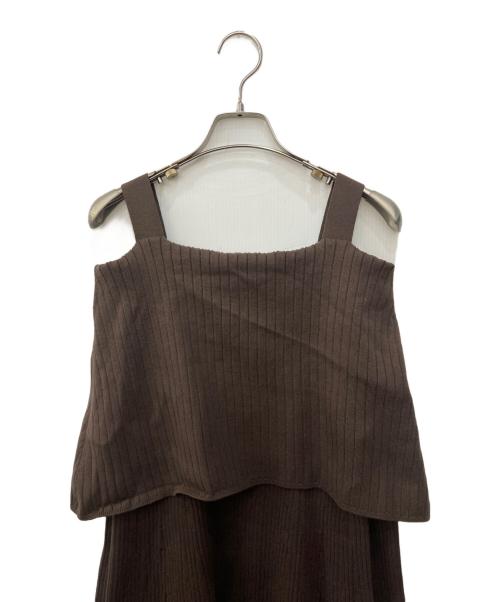 Mystrada（マイストラーダ）Mystrada (マイストラーダ) オフショルリブニットワンピース ブラウン サイズ:38の古着・服飾アイテム