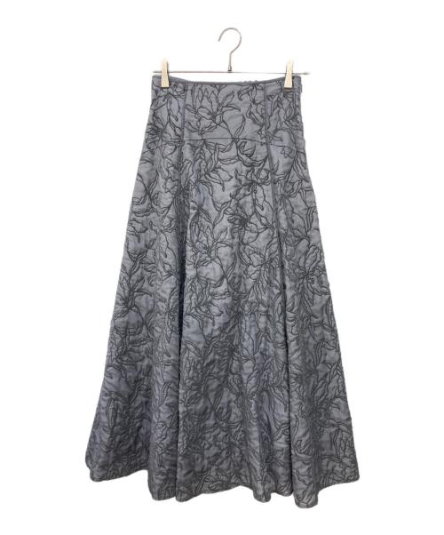 Mystrada（マイストラーダ）Mystrada (マイストラーダ) ふくれフロッキーフレアスカート グレー サイズ:38 未使用品の古着・服飾アイテム