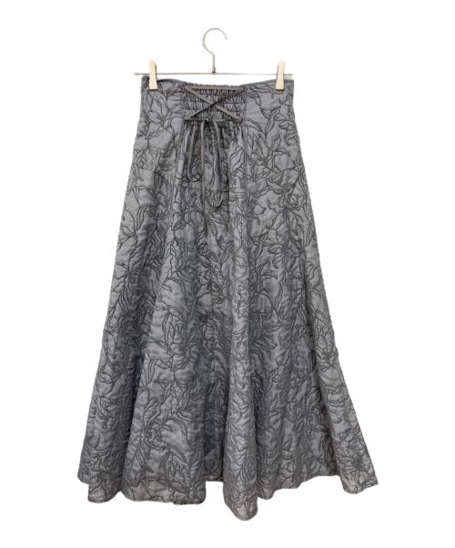 Mystrada（マイストラーダ）Mystrada (マイストラーダ) ふくれフロッキーフレアスカート グレー サイズ:38 未使用品の古着・服飾アイテム