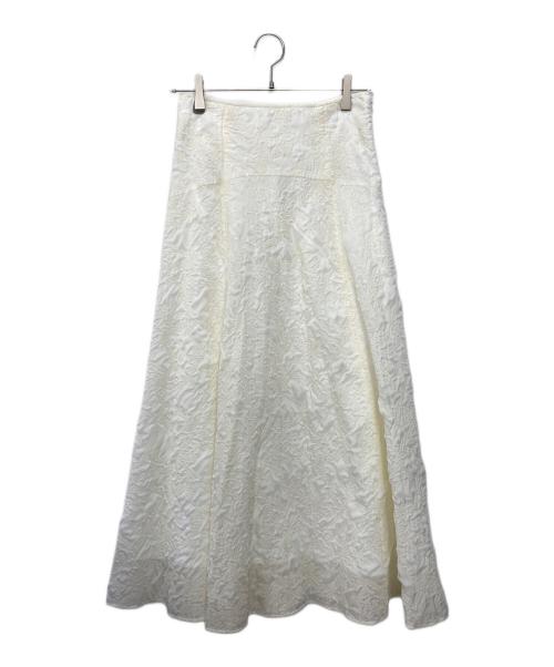 Mystrada（マイストラーダ）Mystrada (マイストラーダ) ふくれフロッキーフレアスカート ホワイト サイズ:38 未使用品の古着・服飾アイテム
