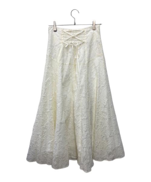 Mystrada（マイストラーダ）Mystrada (マイストラーダ) ふくれフロッキーフレアスカート ホワイト サイズ:38 未使用品の古着・服飾アイテム