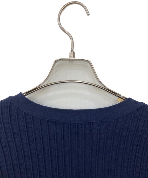 JUSGLITTY（ジャスグリッティー）JUSGLITTY (ジャスグリッティー) 袖カフスリブニットワンピース ネイビー サイズ:2の古着・服飾アイテム