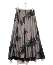 JUSGLITTY（ジャスグリッティー）の古着「ミモザ刺繍マーメイドスカート」｜ブラック