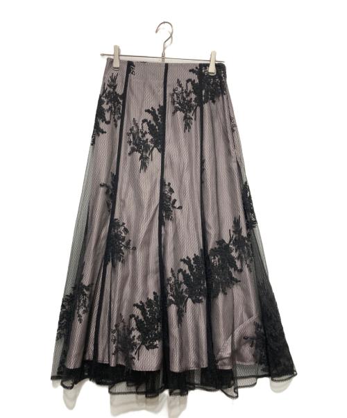 JUSGLITTY（ジャスグリッティー）JUSGLITTY (ジャスグリッティー) ミモザ刺繍マーメイドスカート ブラック サイズ:2の古着・服飾アイテム