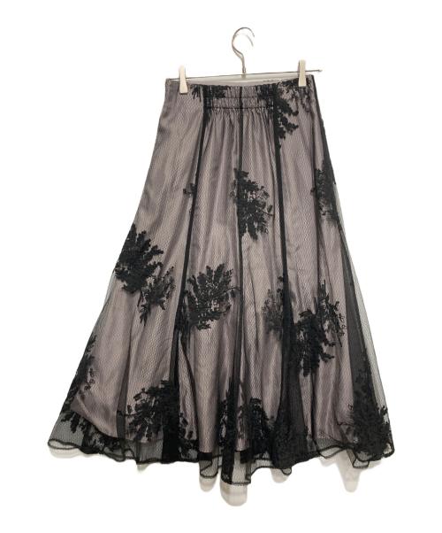 JUSGLITTY（ジャスグリッティー）JUSGLITTY (ジャスグリッティー) ミモザ刺繍マーメイドスカート ブラック サイズ:2の古着・服飾アイテム
