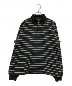 stussyステューシー）の古着「STRIPED RUGBY SHIRT」｜ブラック