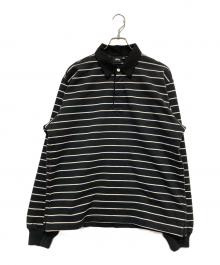 stussy（ステューシー）の古着「STRIPED RUGBY SHIRT」｜ブラック