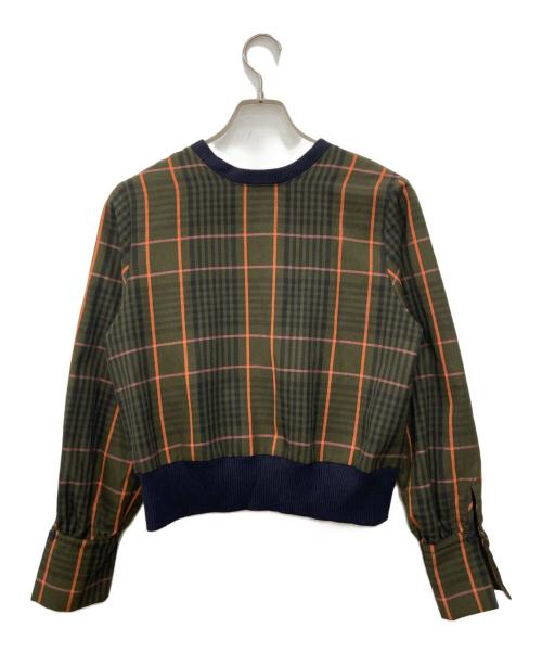 Ameri（アメリ）AMERI (アメリ) HEERFUL CHECK TOP オリーブ サイズ:FREEの古着・服飾アイテム