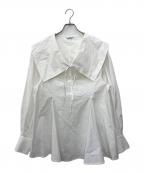 CLANEクラネ）の古着「BIG COLLAR DRAWSTRING BLOUSE」｜ホワイト