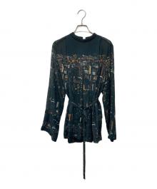 TELMA（テルマ）の古着「Printed Tuck Shirt」｜ブラック