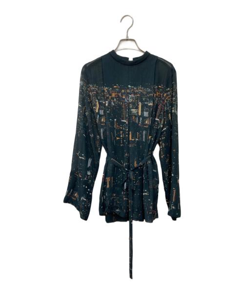 TELMA（テルマ）TELMA (テルマ) Printed Tuck Shirt ブラック サイズ:Mの古着・服飾アイテム
