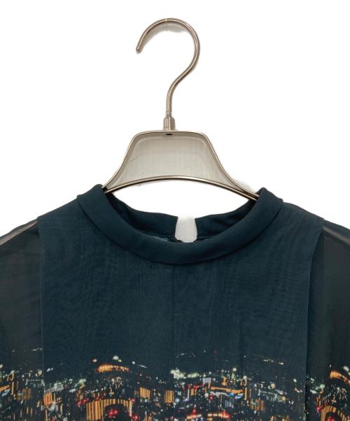 TELMA（テルマ）TELMA (テルマ) Printed Tuck Shirt ブラック サイズ:Mの古着・服飾アイテム