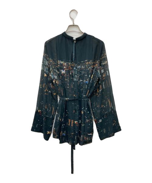 TELMA（テルマ）TELMA (テルマ) Printed Tuck Shirt ブラック サイズ:Mの古着・服飾アイテム