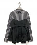 sacaiサカイ）の古着「BUSTIER DETAIL PEPLUM COTTON POPLIN SHIRT」｜ブラック×ネイビー