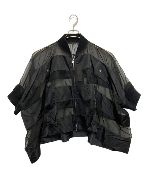 sacai（サカイ）sacai (サカイ) Nylon Twill×Chiffon Blouson ブラック サイズ:1の古着・服飾アイテム