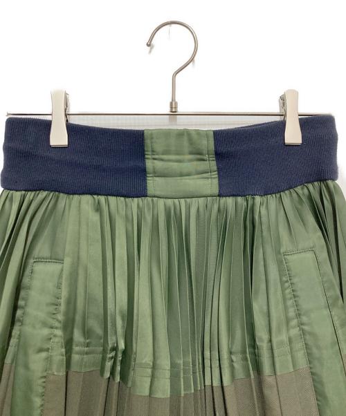 sacai（サカイ）sacai (サカイ) 素材切替アコーディオンプリーツスカート グリーン サイズ:2の古着・服飾アイテム
