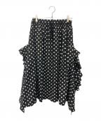 COMME des GARCONS COMME des GARCONSコムデギャルソン コムデギャルソン）の古着「ポリエステルドット変形フリル装飾ドローストリングボリュームスカート」｜ブラック