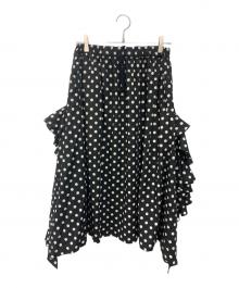 COMME des GARCONS COMME des GARCONS（コムデギャルソン コムデギャルソン）の古着「ポリエステルドット変形フリル装飾ドローストリングボリュームスカート」｜ブラック